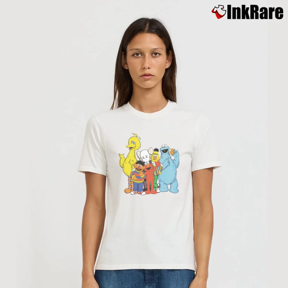 Women’s Kaws X Sesame Street Graphic Collab Signature T-Shirt in white | Soft, Flattering Fit