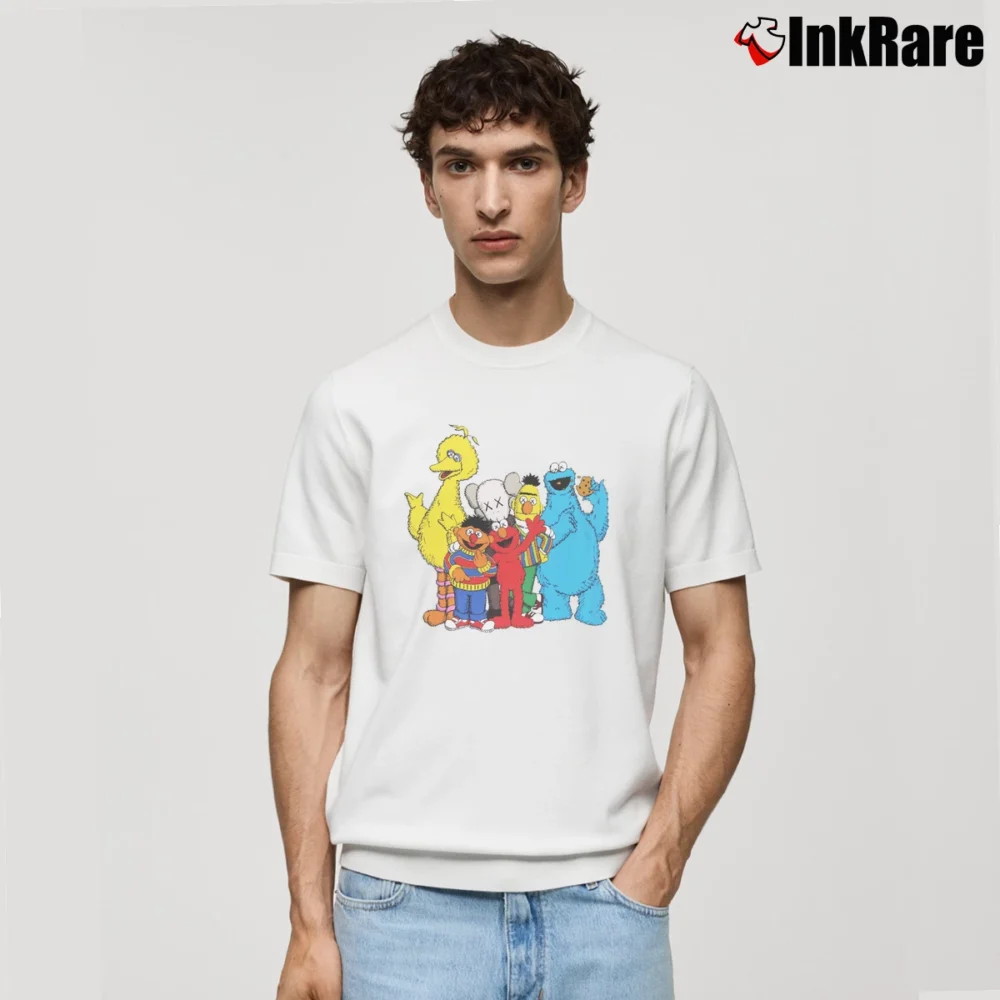 Men’s Kaws X Sesame Street Graphic Classic T-Shirt in white | Soft, Breathable Everyday Wear
