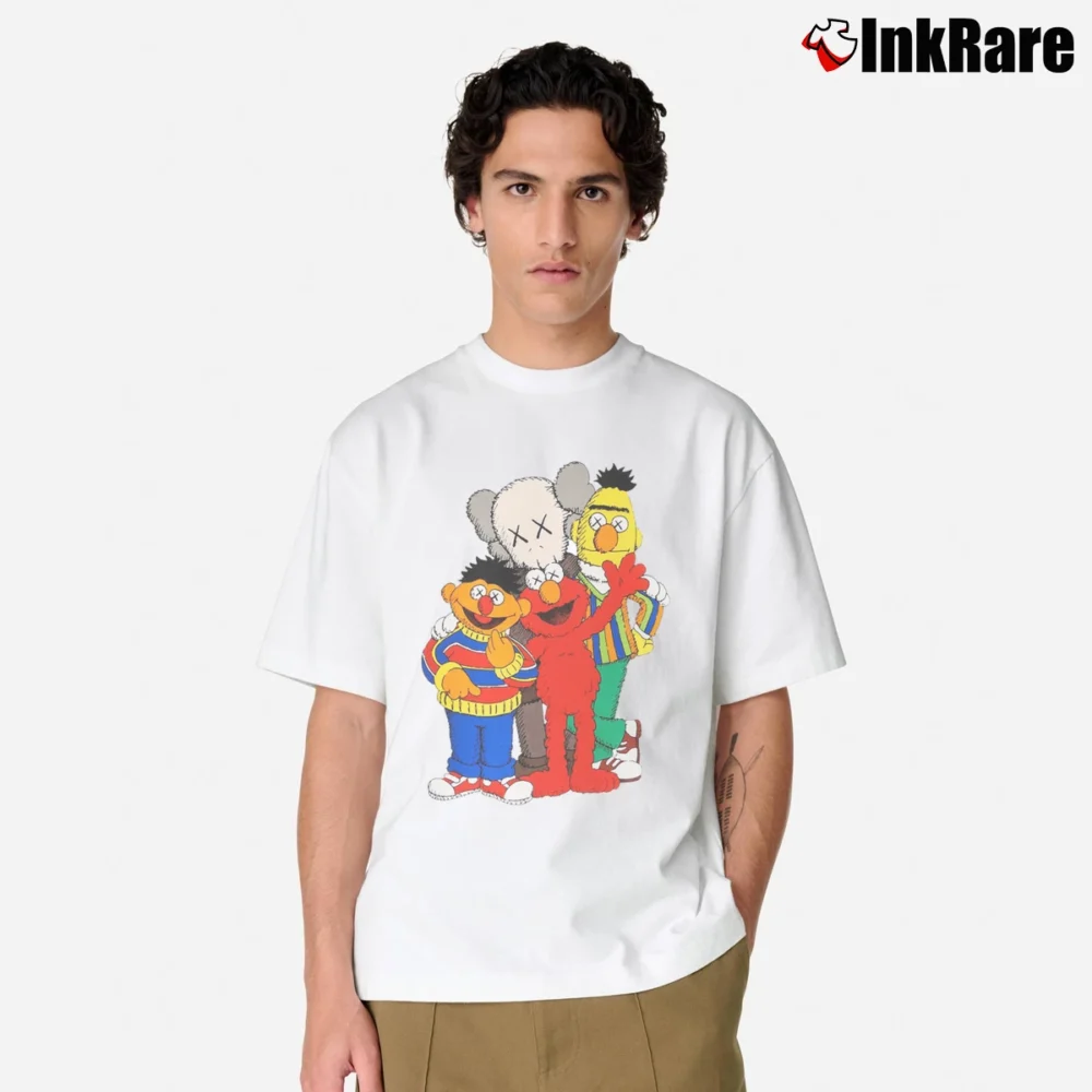 Men’s Kaws X Sesame Street Graphic Classic T-Shirt in white | Soft, Breathable Everyday Wear