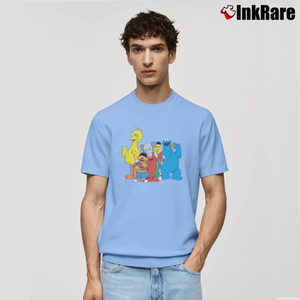 Men’s Kaws X Sesame Street Classic T-Shirt in light blue | Soft, Breathable Everyday Wear