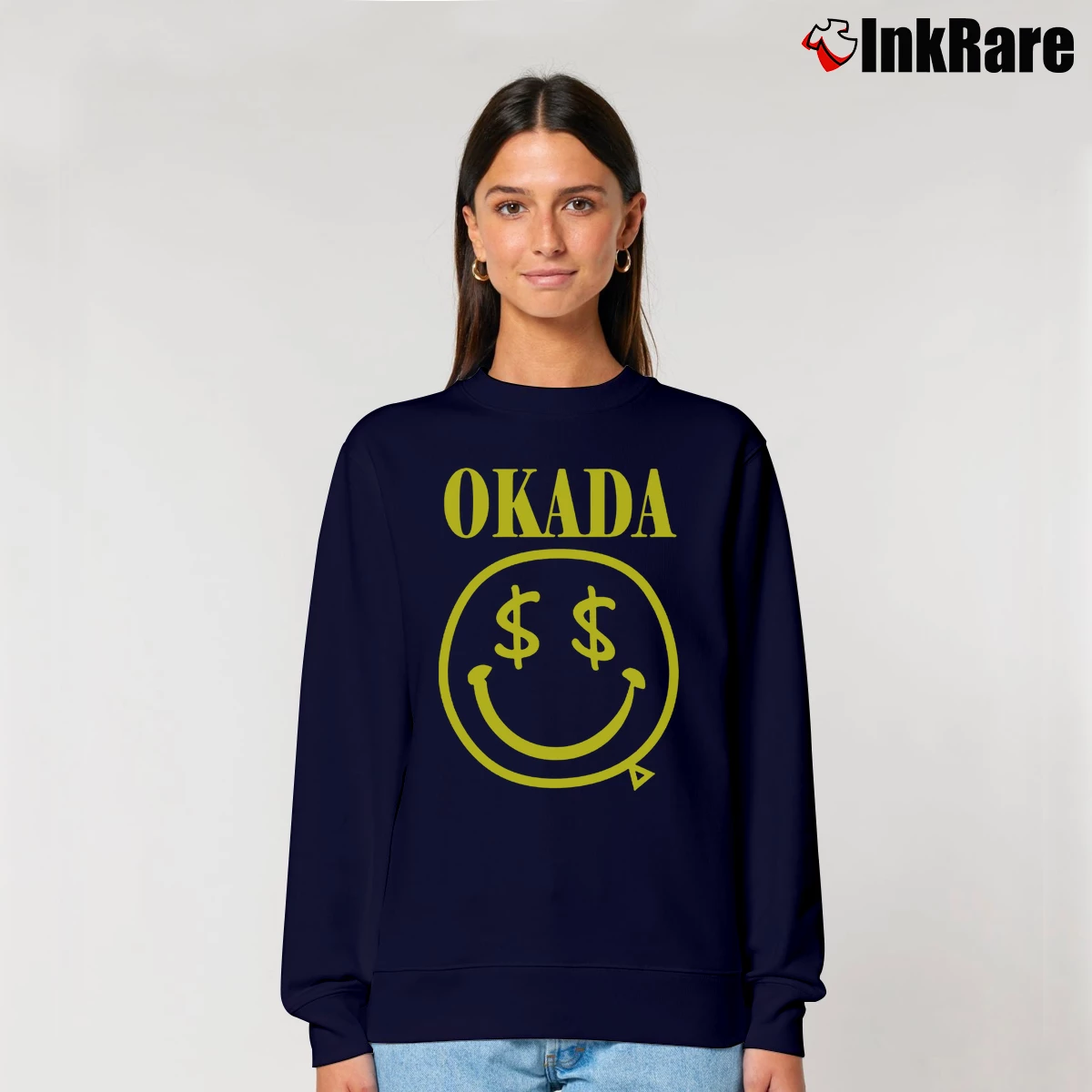 Kazuchika Okada Nirvana Parody Women’s Relaxed Sweatshirt in navy – Cozy Casual Women’s Kazuchika Okada Nirvana Parody Relaxed Sweatshirt in navy | Soft, Laid-Back Vibe