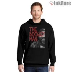 Kdot The Boogeyman Grin Rap Legend Shirt on black hoodie for men graphic tee