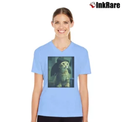 Women’s Keanu Movie Funny Cat V-Neck Tee in light blue | Chic Neckline, Soft Texture
