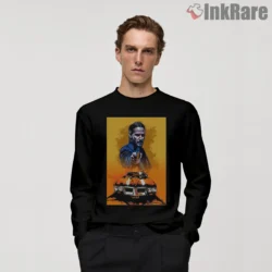 Keanu Reeves Action Car Standoff Shirt on black long sleeve shirt for men graphic tee