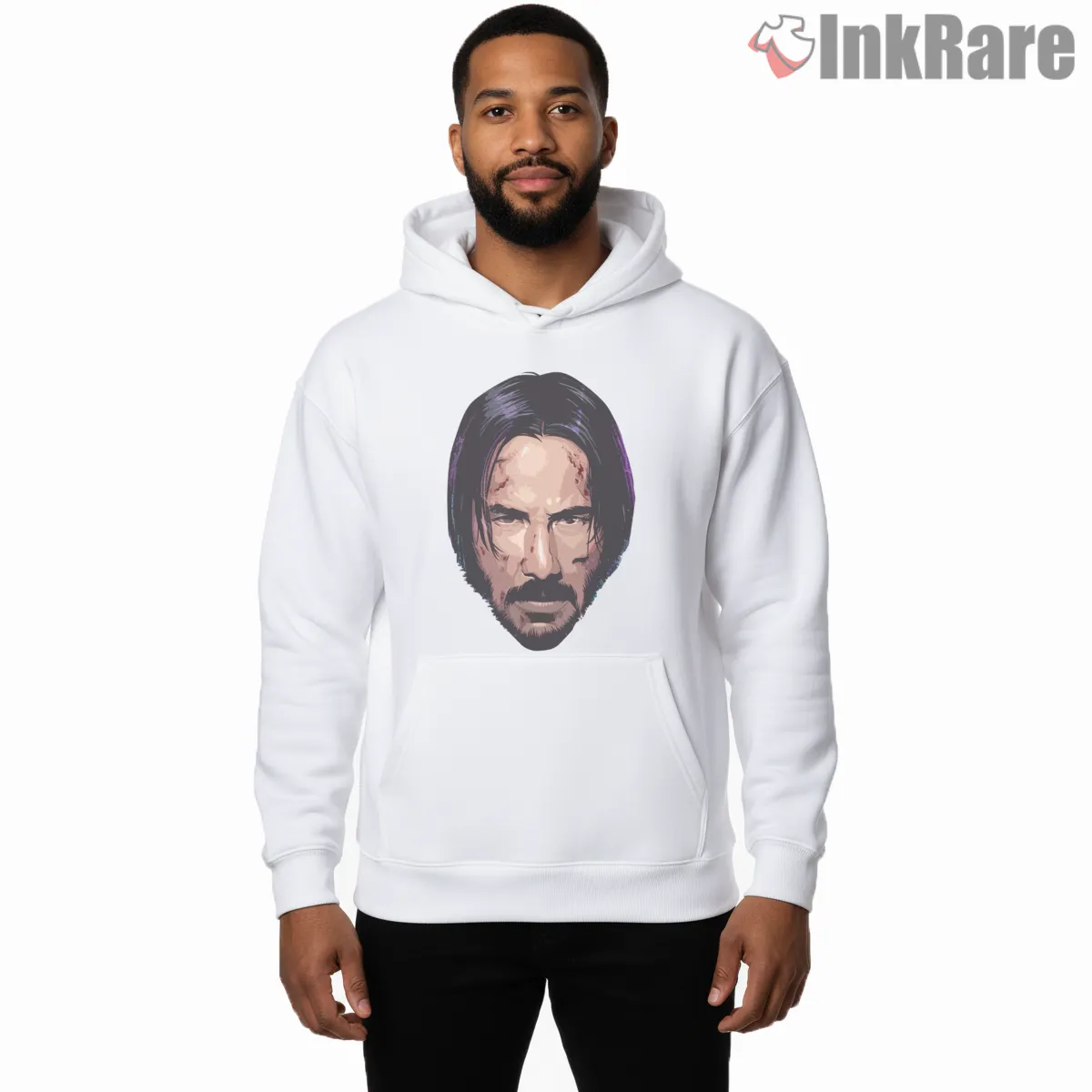 Keanu Reeves Geometric Paint Headshot Shirt on white hoodie for men graphic tee