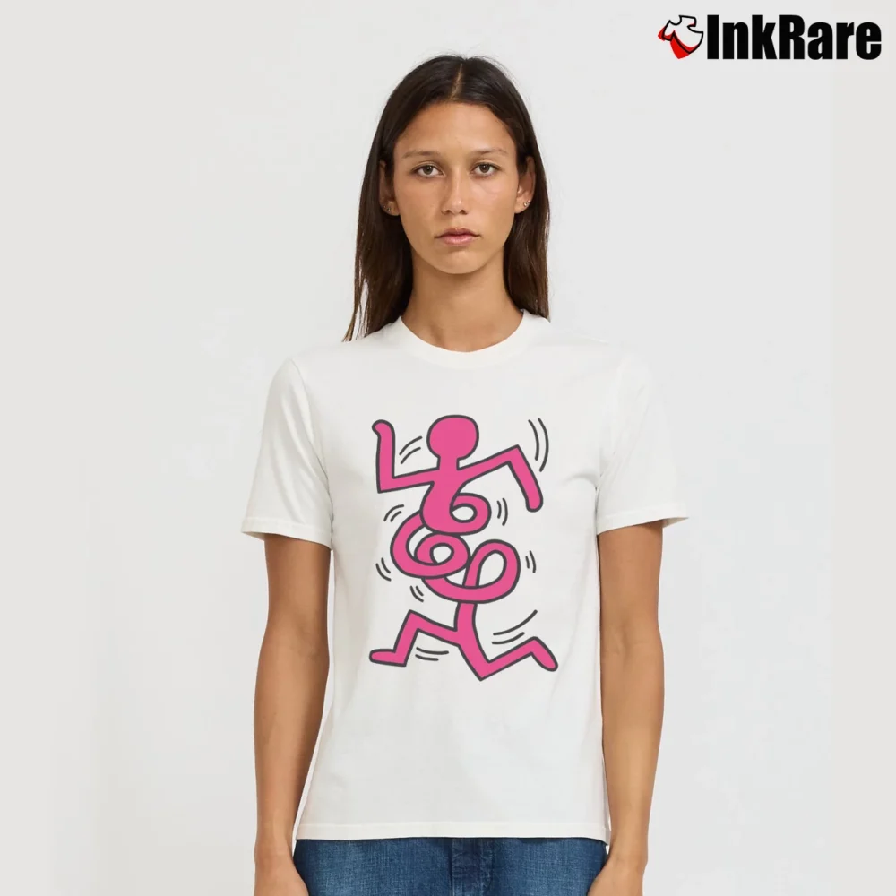 Women’s Keith Haring Pop Art Graphic Signature T-Shirt in white | Soft, Flattering Fit