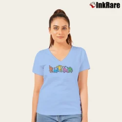 Women’s Keith Haring Urban Outters Graphic V-Neck Tee in light blue | Chic Neckline, Soft Texture