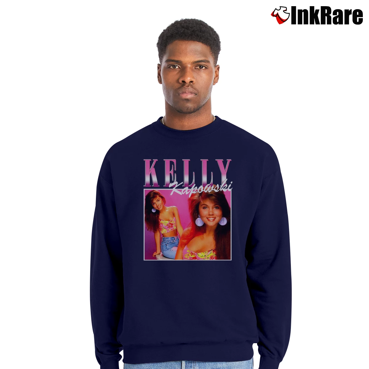 Men’s Kelly Kapowski Saved By The Bell Gift Crewneck Sweatshirt in navy | Cozy Fabric, Clean Style