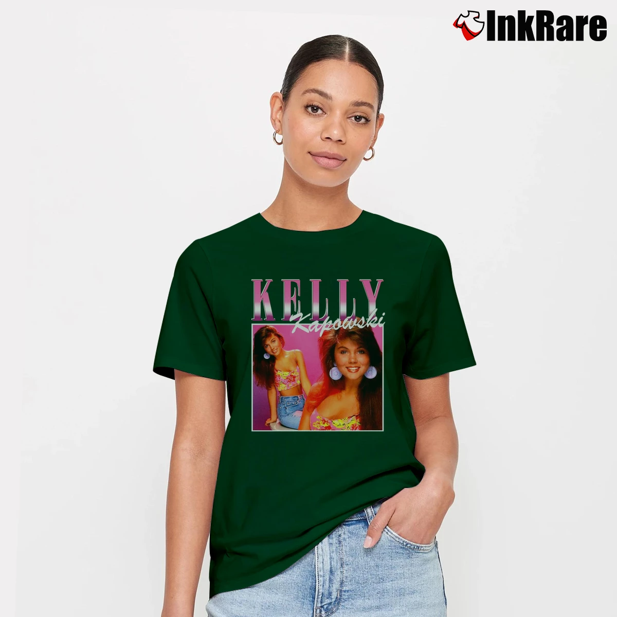 Women’s Kelly Kapowski Saved By The Bell Gift Signature T-Shirt in forest green | Soft, Flattering Fit