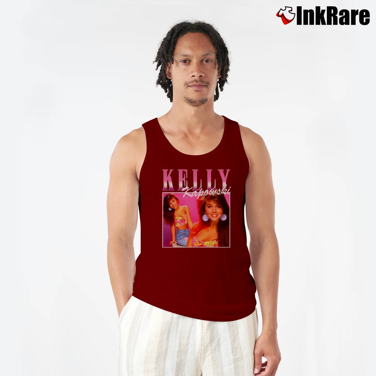 Men’s Kelly Kapowski Saved By The Bell Gift Tank Top in maroon | Breathable, Active-Friendly Design
