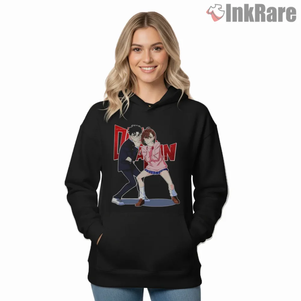 Ken Takakura And Momo Ayase Anime Duo Action Shirt on black hoodie for women graphic tee