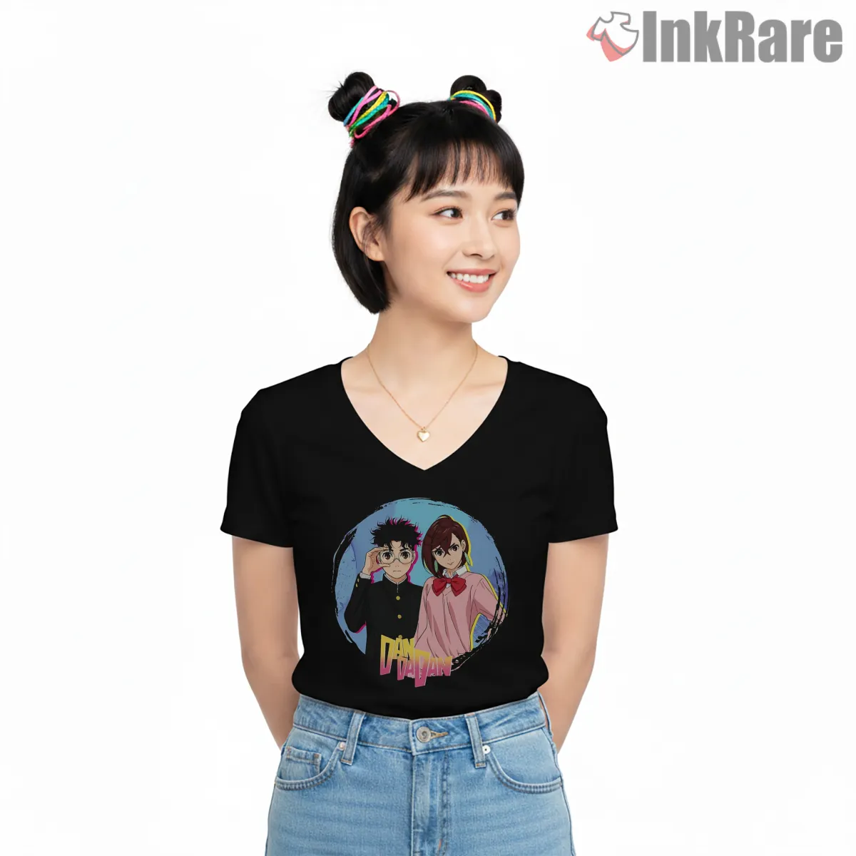 Ken Takakura And Momo Ayase Duo Anime V Neck Black Ken Takakura And Momo Ayase Duo Anime Shirt on black v-neck shirt for women graphic tee
