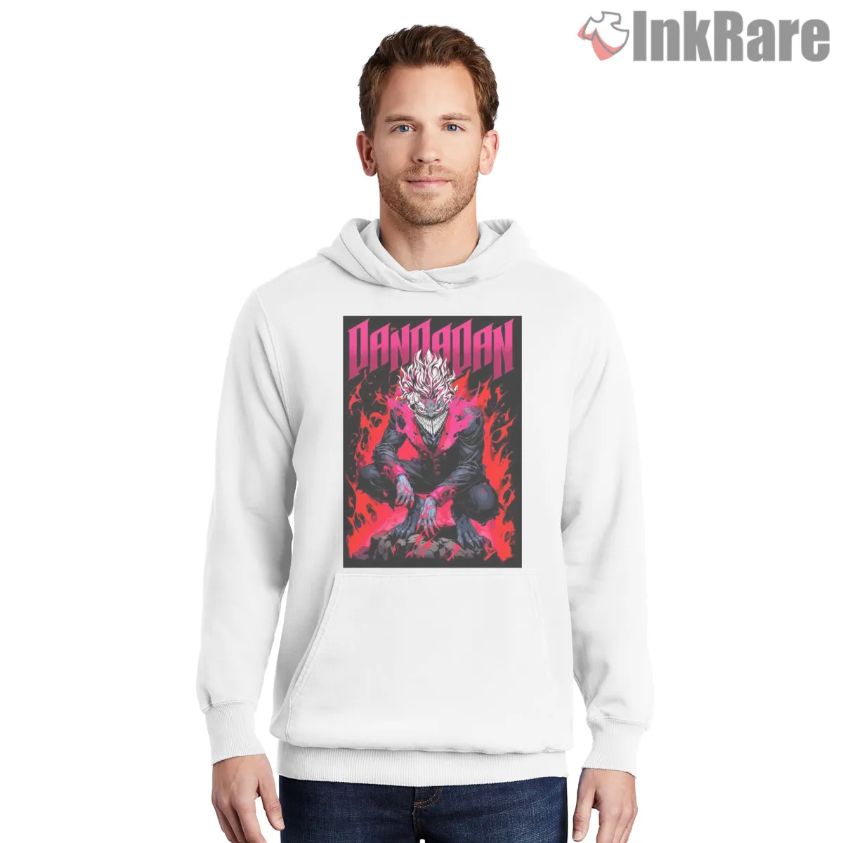 Ken Takakura Dark Transformation Dandadan Anime Hoodie White Ken Takakura Dark Transformation Dandadan Anime Shirt on white hoodie for men graphic tee