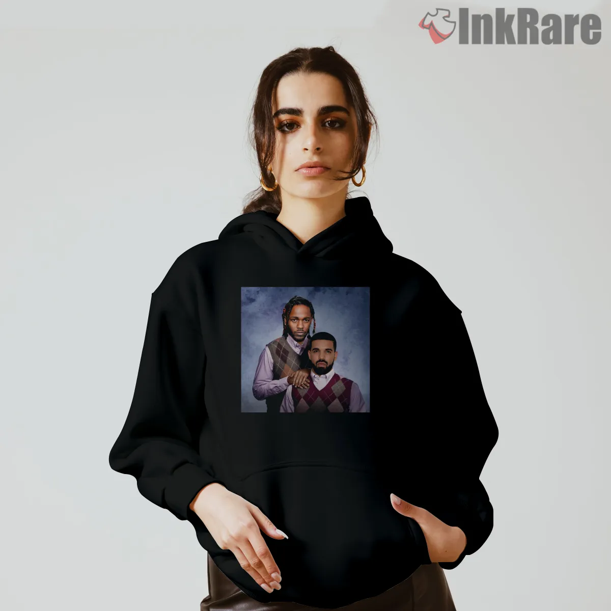Kendrick And Drake Step Brothers Comedy Parody Meme Hoodie Black Kendrick And Drake Step Brothers Comedy Parody Meme Shirt on black hoodie for women graphic tee