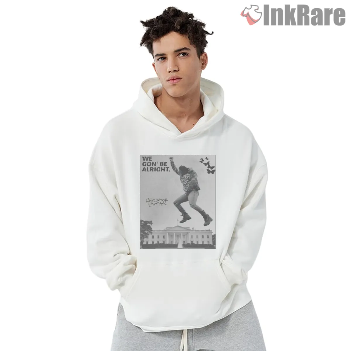 Kendrick Lamar 1987 We Gon Be Alright Protest Jump Hoodie White Kendrick Lamar 1987 We Gon Be Alright Protest Jump Shirt on white hoodie for men graphic tee