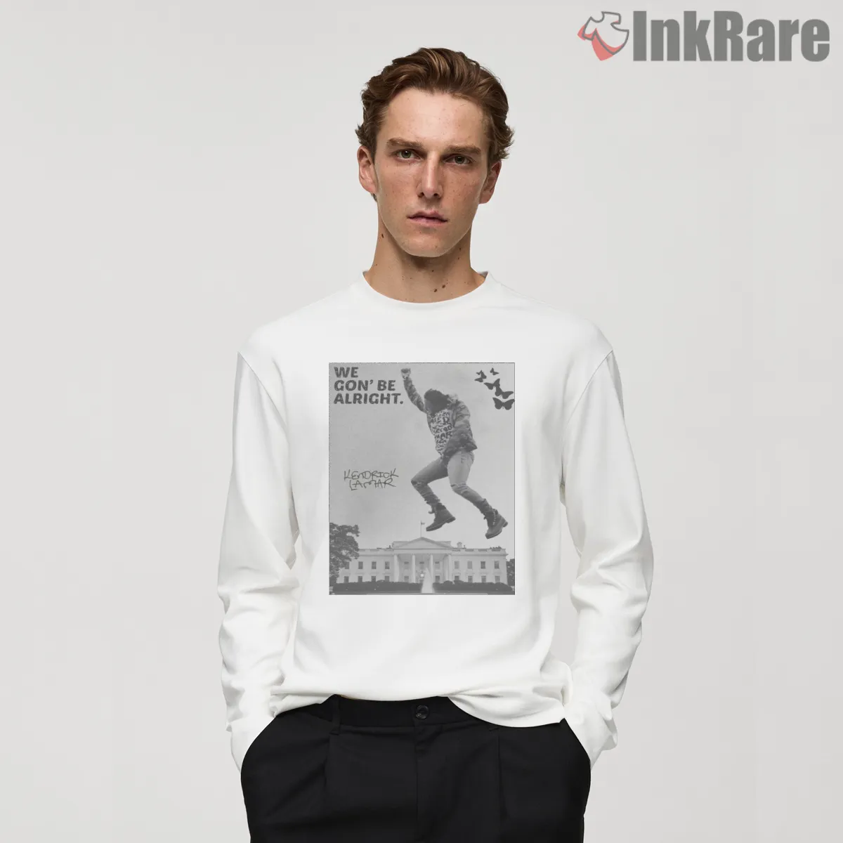 Kendrick Lamar 1987 We Gon Be Alright Protest Jump Long Sleeve White Kendrick Lamar 1987 We Gon Be Alright Protest Jump Shirt on white long sleeve shirt for men graphic tee