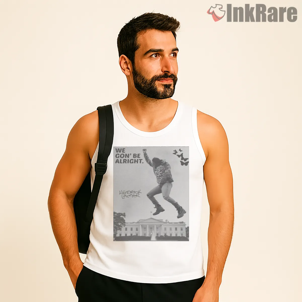 Kendrick Lamar 1987 We Gon Be Alright Protest Jump Tank Top White Kendrick Lamar 1987 We Gon Be Alright Protest Jump Shirt on white tank top for men graphic tee