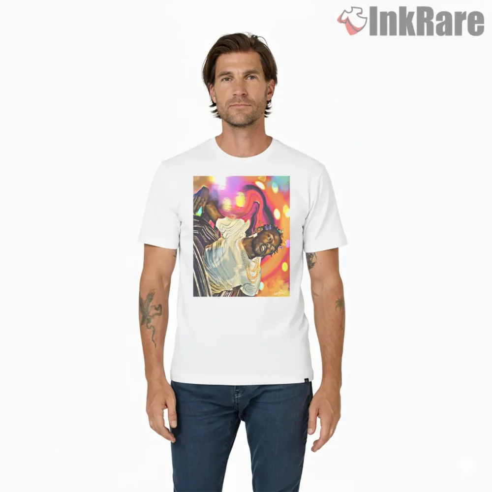 Kendrick Lamar Aint Nobody Praying For Me Painting Shirt on white short sleeve shirt for men graphic tee
