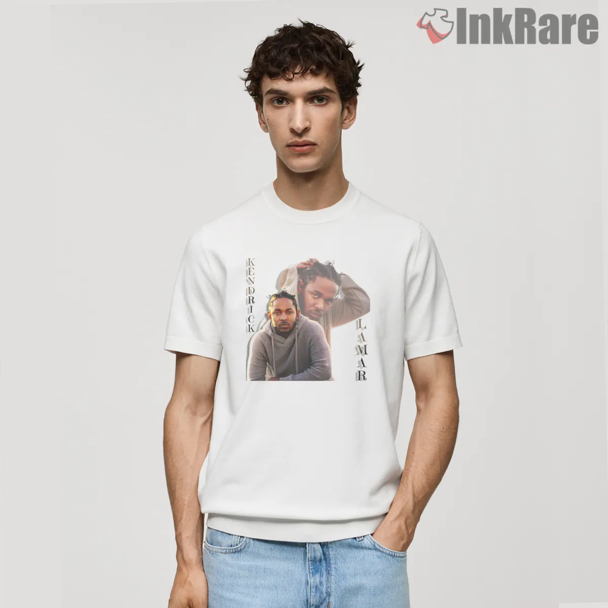 Kendrick Lamar American Rapper Double Portrait Shirt on white short sleeve shirt for men graphic tee