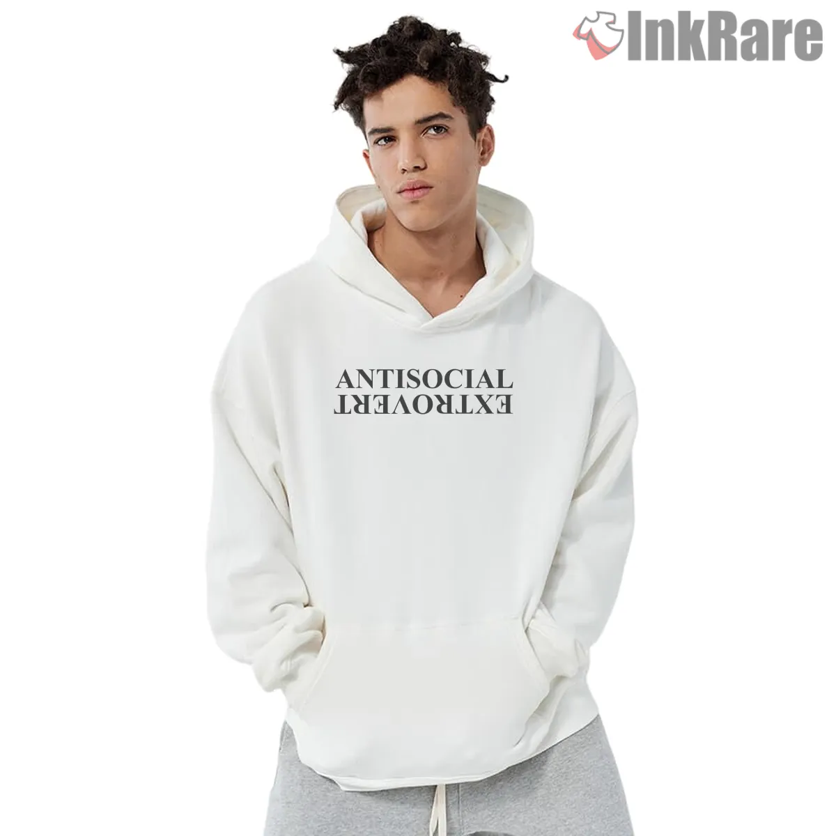 Kendrick Lamar Anti Social Extrovert Minimal Typography Hoodie White Kendrick Lamar Anti Social Extrovert Minimal Typography Shirt on white hoodie for men graphic tee