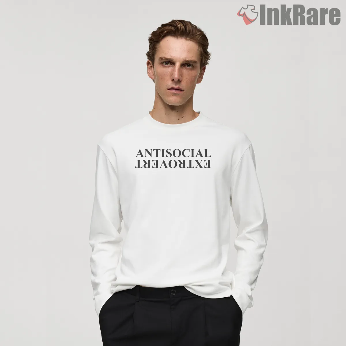 Kendrick Lamar Anti Social Extrovert Minimal Typography Long Sleeve White Kendrick Lamar Anti Social Extrovert Minimal Typography Shirt on white long sleeve shirt for men graphic tee