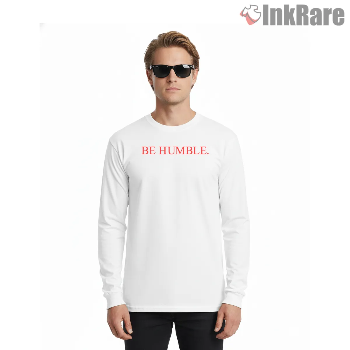 Kendrick Lamar Be Humble Minimal Typography Long Sleeve White Kendrick Lamar Be Humble Minimal Typography Shirt on white long sleeve shirt for men graphic tee
