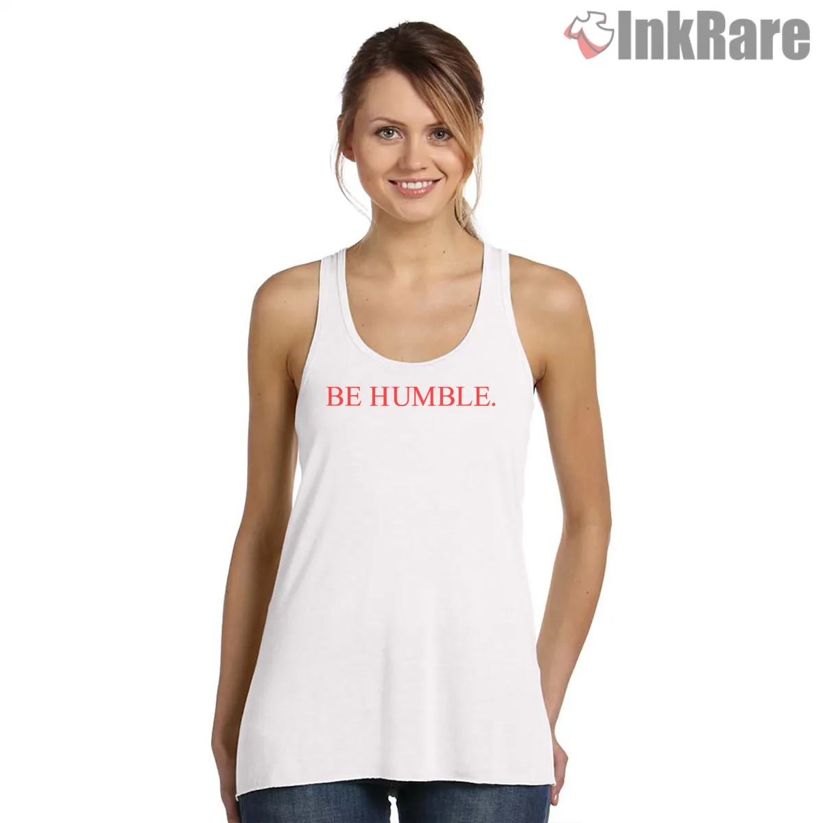 Kendrick Lamar Be Humble Minimal Typography Tank Top White Kendrick Lamar Be Humble Minimal Typography Shirt on white tank top for women graphic tee