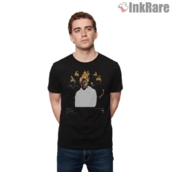 Kendrick Lamar Big Me Flaming Halo Portrait Shirt on black short sleeve shirt for men graphic tee