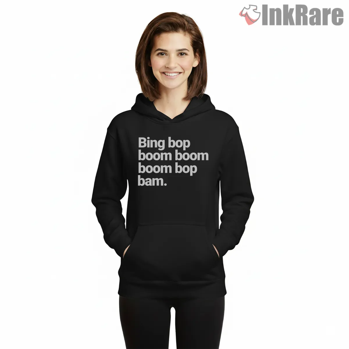 Kendrick Lamar Bing Bop Boom Boom Bop Bam Lyric Hoodie Black Kendrick Lamar Bing Bop Boom Boom Bop Bam Lyric Shirt on black hoodie for women graphic tee