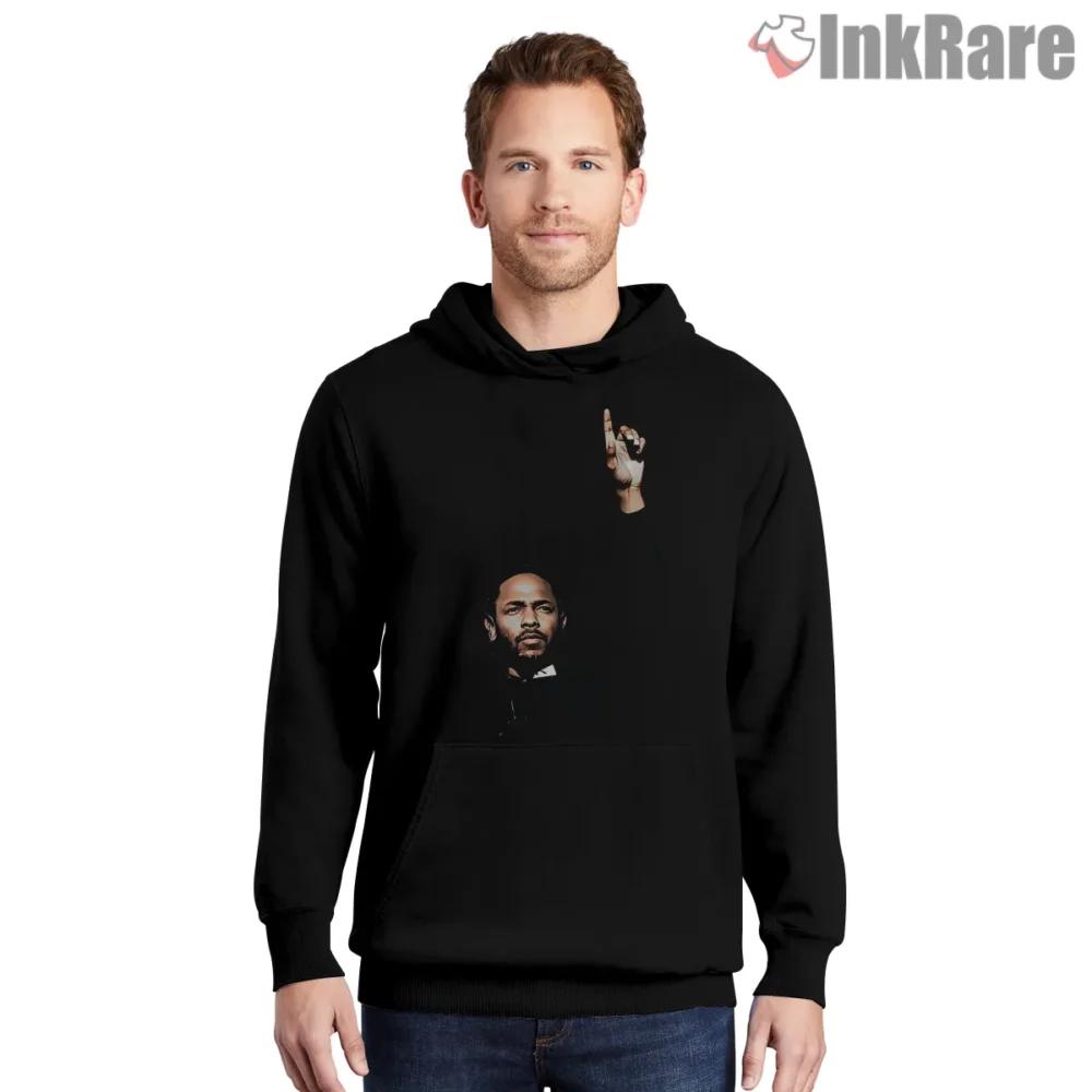 Kendrick Lamar Black Stage Spotlight Raised Fist Shirt on black hoodie for men graphic tee