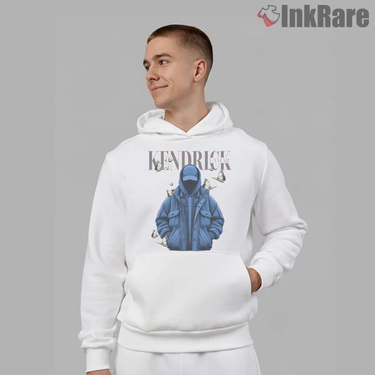 Kendrick Lamar Blue Hood Jacket Street Style Hoodie White Kendrick Lamar Blue Hood Jacket Street Style Shirt on white hoodie for men graphic tee