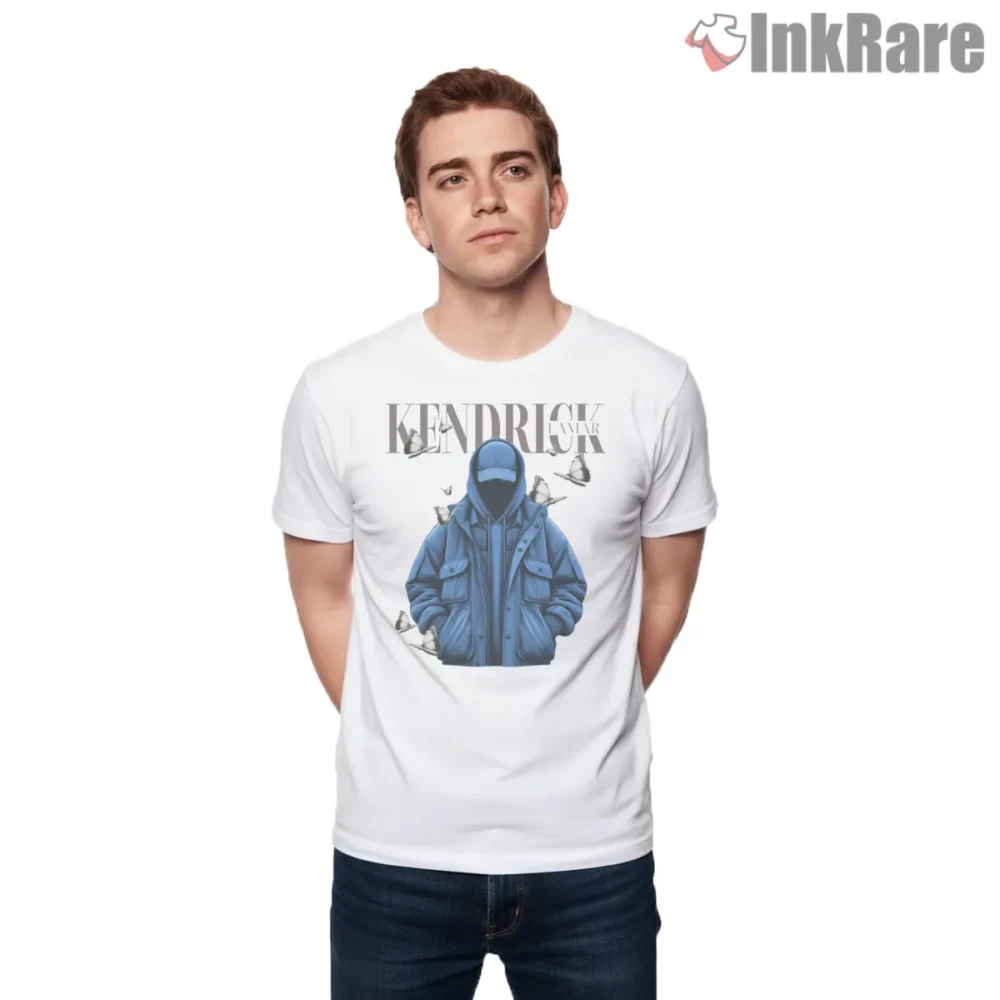 Kendrick Lamar Blue Hood Jacket Street Style Shirt on white short sleeve shirt for men graphic tee