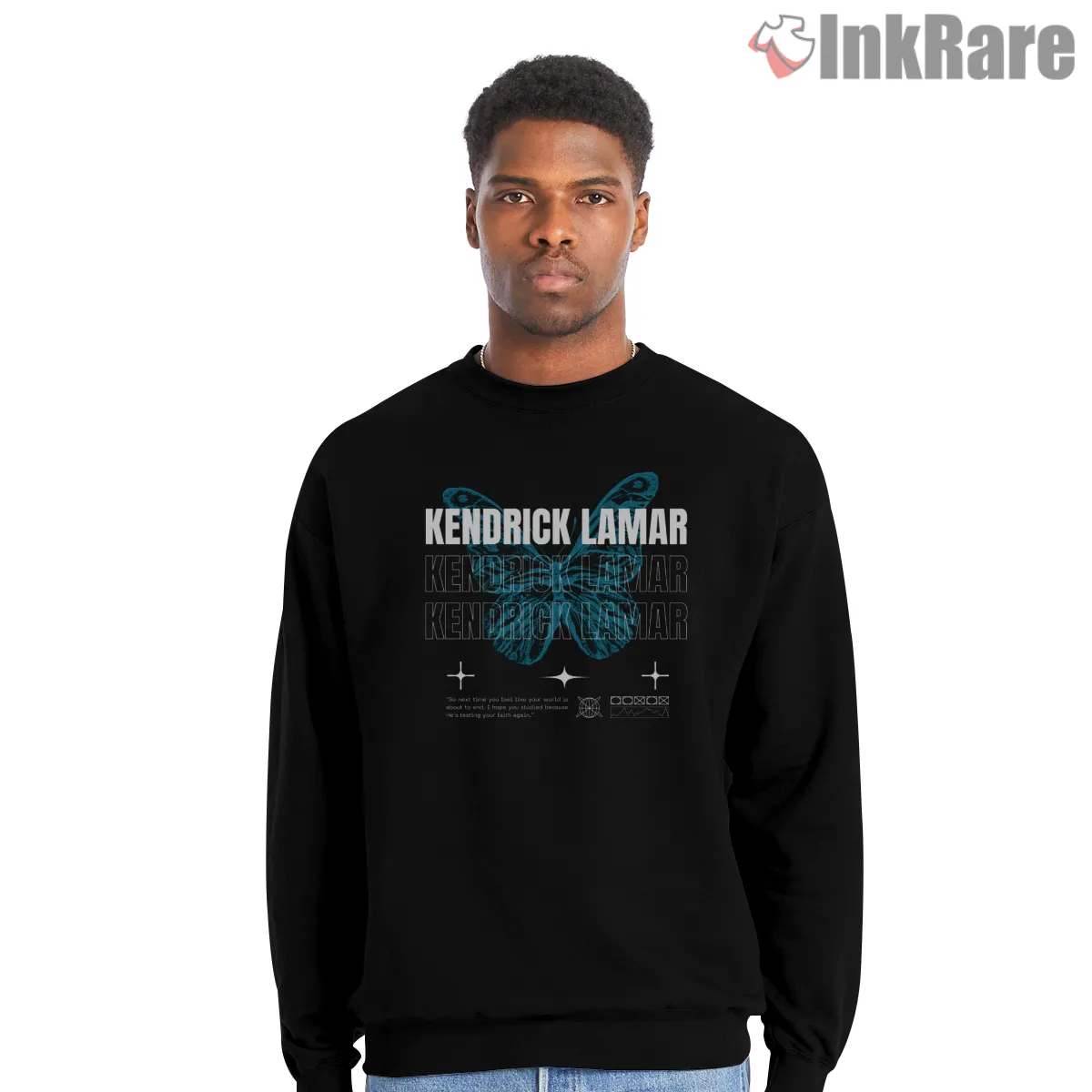 Kendrick Lamar Butterfly Wings Repeated Logo Graphic Shirt on graphic shirt for men graphic tee