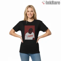 Kendrick Lamar Cartoon Damn Era Red Hoodie Shirt on black short sleeve shirt for women graphic tee
