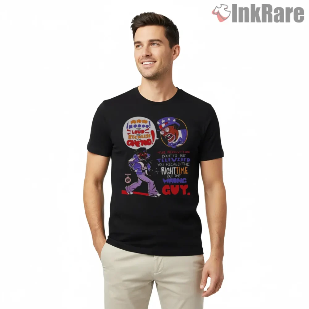 Kendrick Lamar Cartoon Protest Art Shirt on black short sleeve shirt for men graphic tee