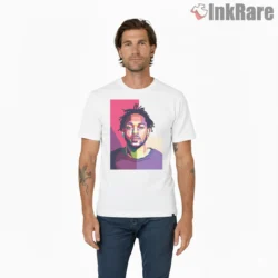 Kendrick Lamar Color Block Pop Portrait Art Shirt on white short sleeve shirt for men graphic tee