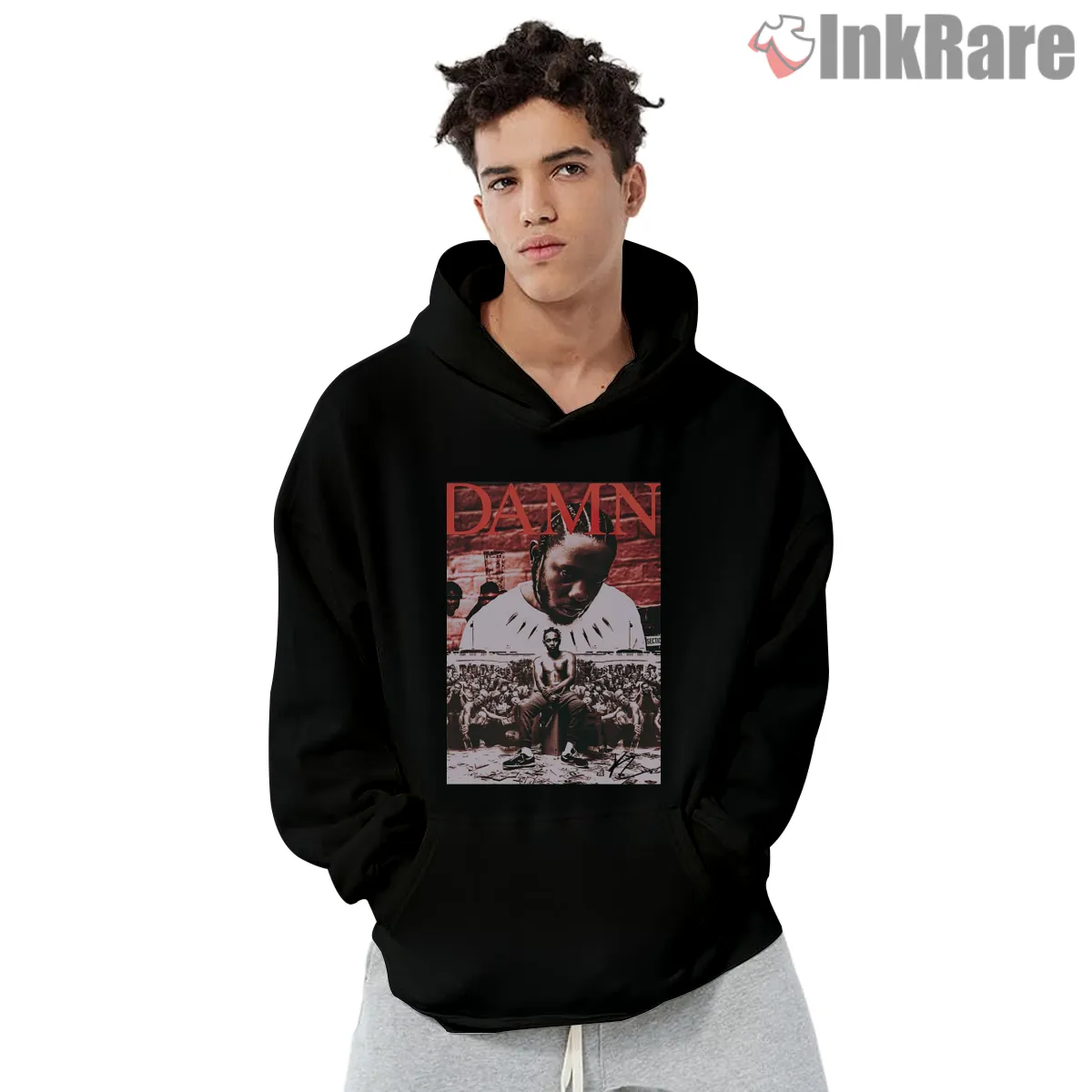 Kendrick Lamar Damn Crowd On Red Classic Cover Shirt on black hoodie for men graphic tee