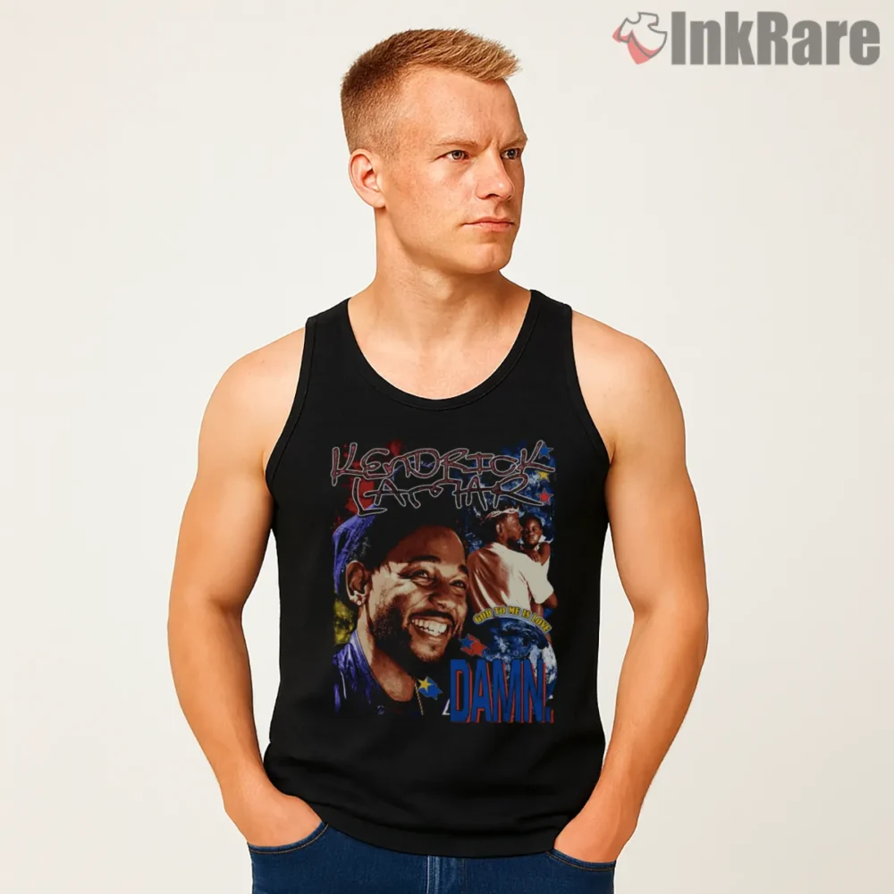 Kendrick Lamar Damn Era Crowd Photo Shirt on black tank top for men graphic tee