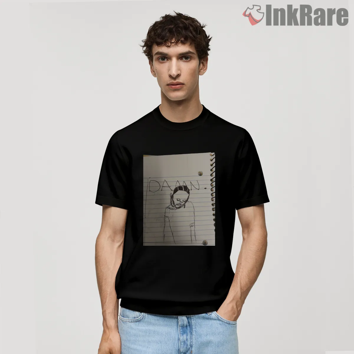 Kendrick Lamar Damn Spiral Notebook Sketch Art Shirt on black short sleeve shirt for men graphic tee