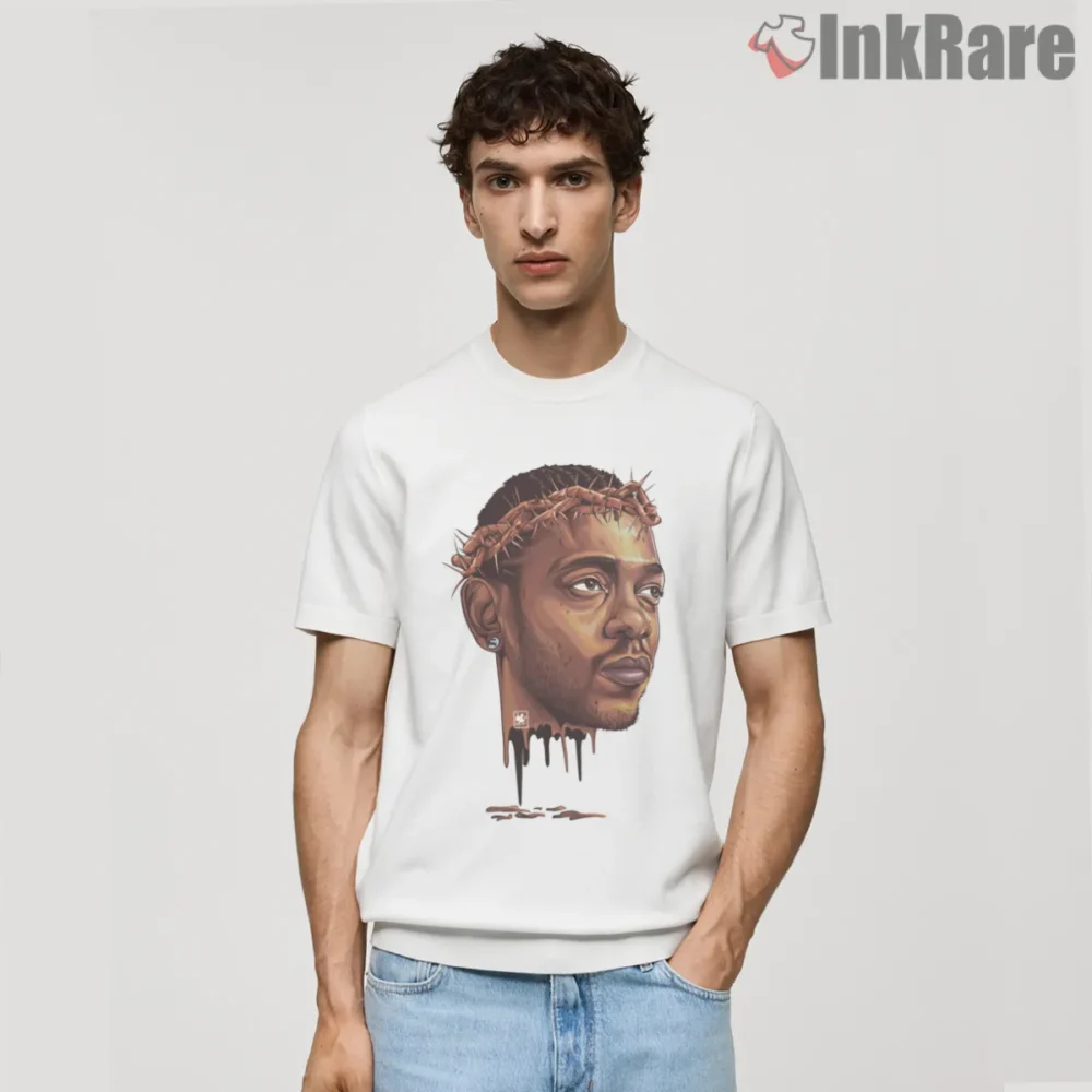 Kendrick Lamar Dripping Portrait Illustration Art Shirt on white short sleeve shirt for men graphic tee
