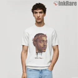 Kendrick Lamar Dripping Portrait Illustration Art Shirt on white short sleeve shirt for men graphic tee