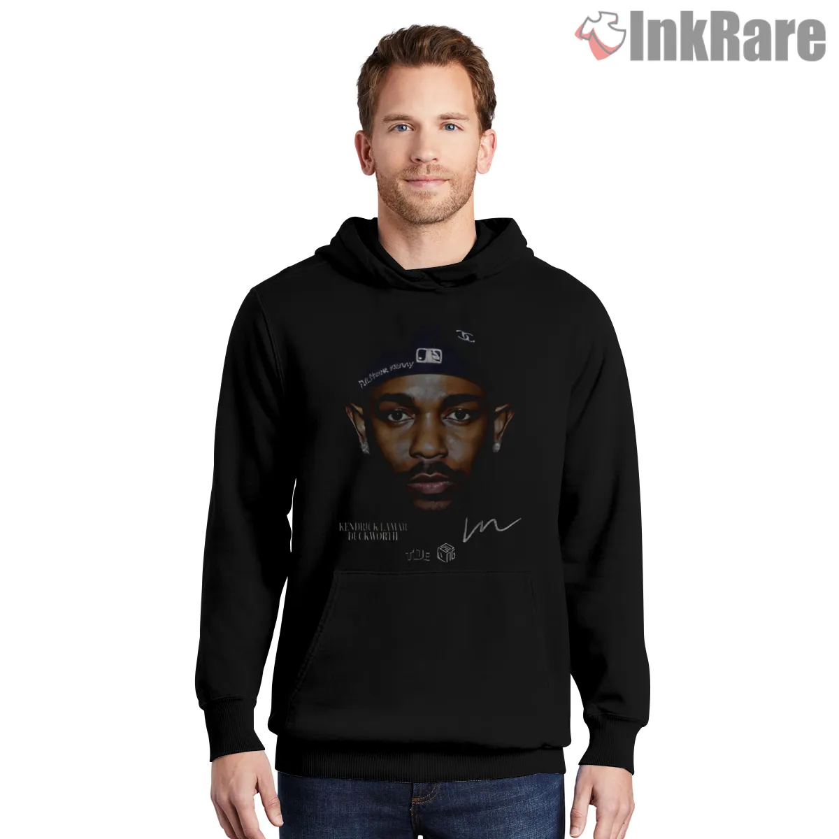 Kendrick Lamar Duckworth Story Portrait Shirt on black hoodie for men graphic tee