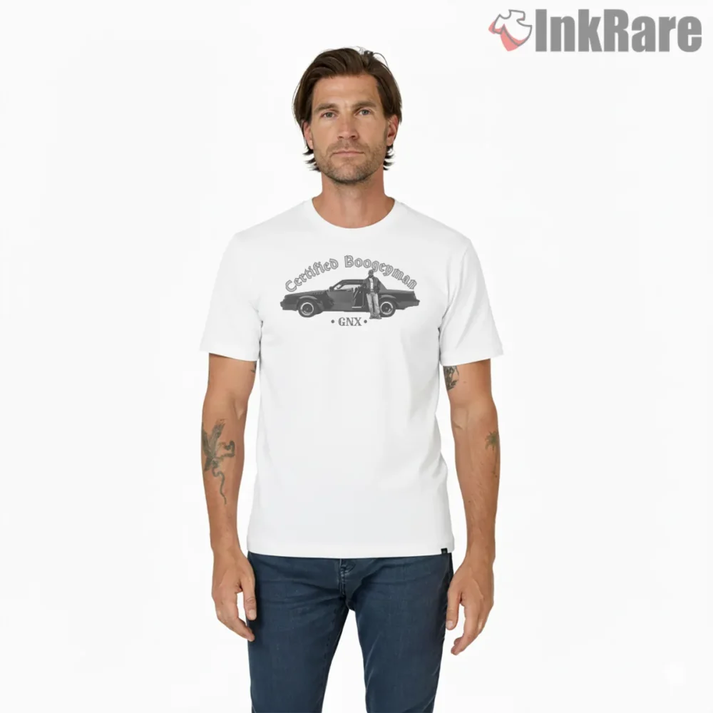 Kendrick Lamar Gnx Certified Boogeyman Car Graphic Shirt on white short sleeve shirt for men graphic tee