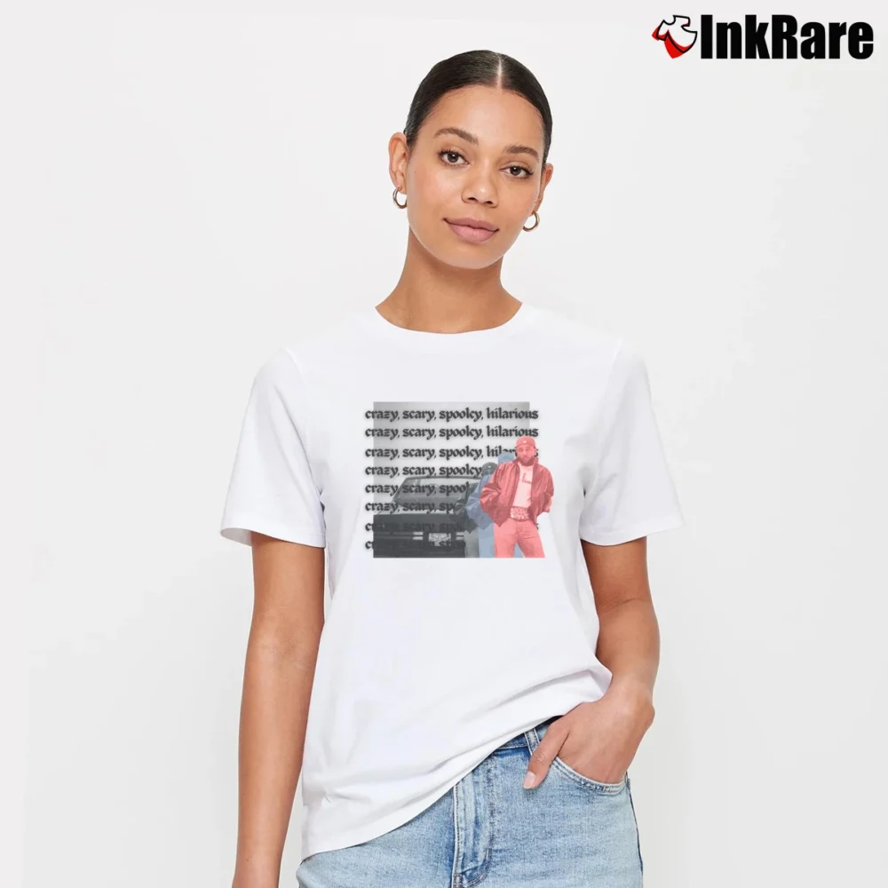Women’s Kendrick Lamar GNX Crazy Scary Spooky Hilarious Signature T-Shirt in white | Soft, Flattering Fit