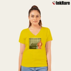 Women’s Kendrick Lamar GNX Crazy Scary Spooky Hilarious V-Neck Tee in yellow | Chic Neckline, Soft Texture