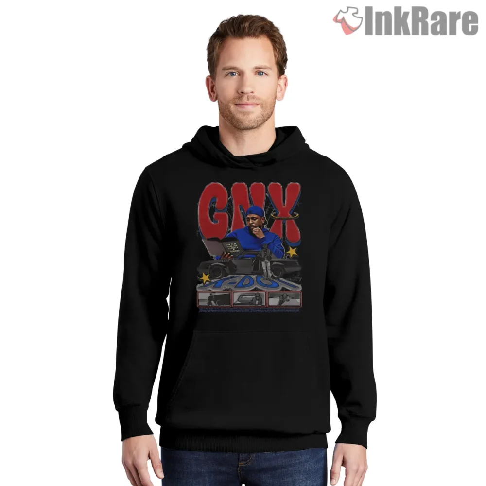 Kendrick Lamar Gnx Kdot Lowrider Car Shirt on black hoodie for men graphic tee