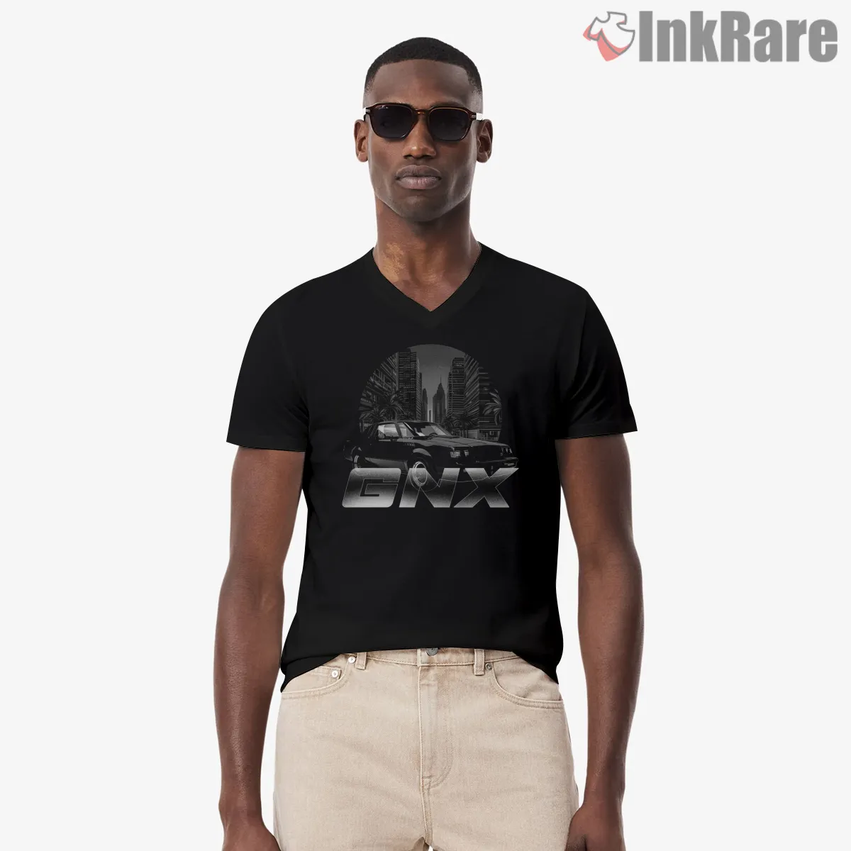 Kendrick Lamar Gnx Night City Turbo Car V Neck Black Kendrick Lamar Gnx Night City Turbo Car Shirt on black v-neck shirt for men graphic tee