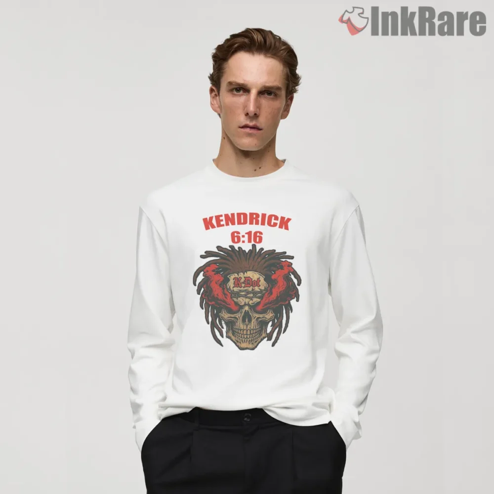 Kendrick Lamar Gnx Skull Flames Street Legend Shirt on white long sleeve shirt for men graphic tee