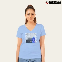 Women’s Kendrick Lamar GNX Squabble Up V-Neck Tee in light blue | Chic Neckline, Soft Texture