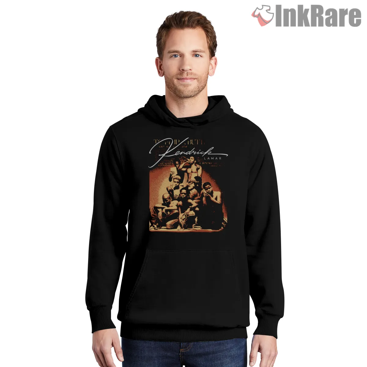 Kendrick Lamar Golden Era Vintage Portrait Shirt on black hoodie for men graphic tee